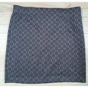 Forever 21 Y2K Grey Black Geometric Greek Key Knit Mini Skirt Zipper‎ Back Small